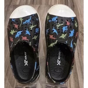 XRAY Kids Dinosaur Slip On Clogs Size 7 Black Multicolor Dino Print Shoes